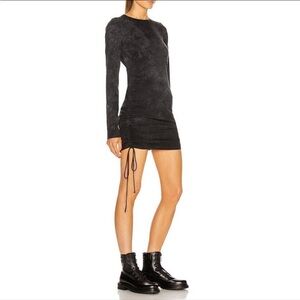 NWT Cotton Citizen Size M Lisbon Dress Graphite Tie Dye Black Gray Ruched Tie